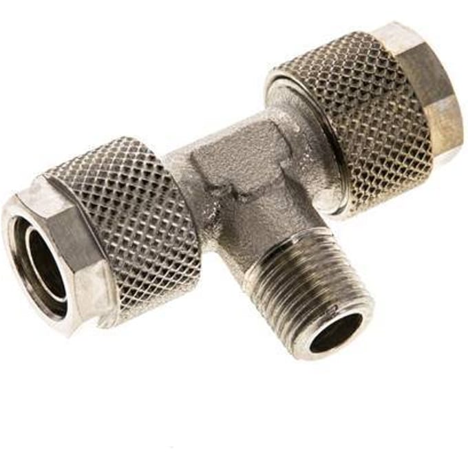 10x8 & R1/8'' Vernikkeld Messing T-Opsteekkoppeling Buitendraad [2 Stuks]