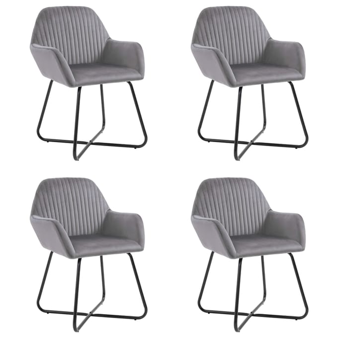 vidaXL - Eetkamerstoelen - 4 - st - fluweel - grijs