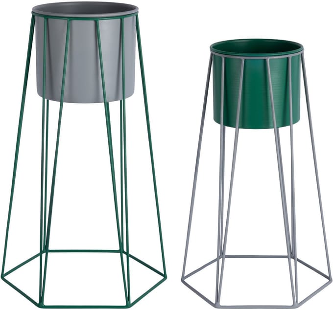 Present Time Bloempot Cool Retro - Groen - 34x30x56cm - Set van 2 - Modern