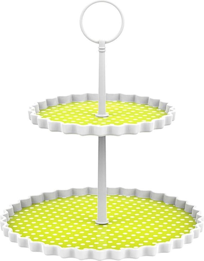 Zak!Designs Etagere Dotty - 2-laags - Ø 15 en 21 cm - Hoogte 23 cm - Groen