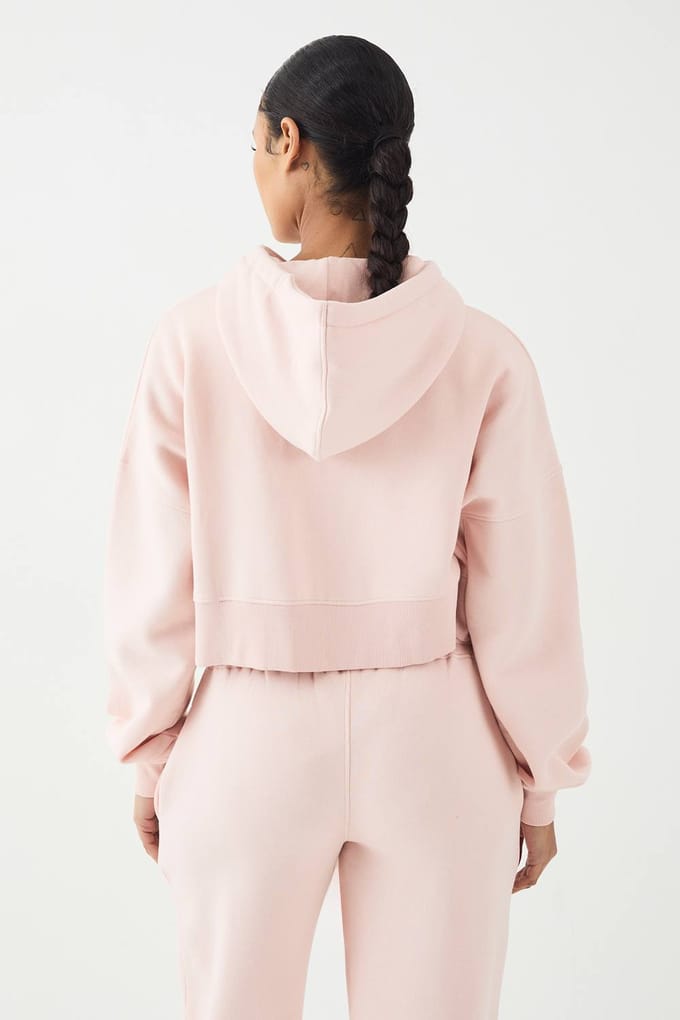 Dames DSGN Studio Contrast Trekkoord Boxy Crop Hoodie | Lichtroze | Maat: Large