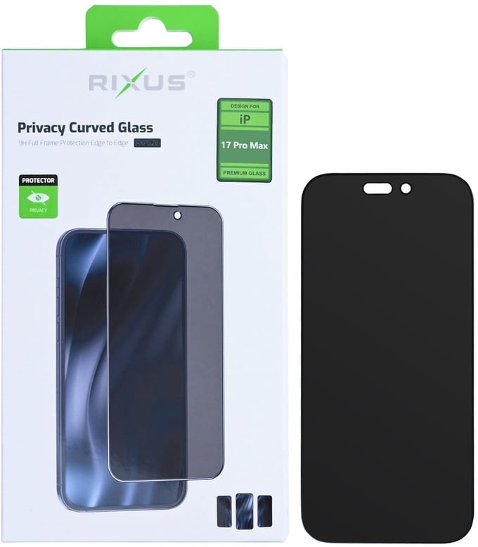 Rixus Privacy Full Curved Edge Tempered Glass For Apple iPhone 17 Pro Max