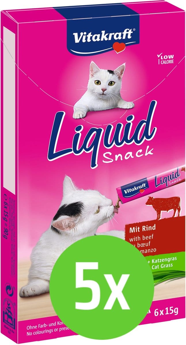 Vitakraft Cat Liquid Snack - Rund & Inuline - 5 x 6 st