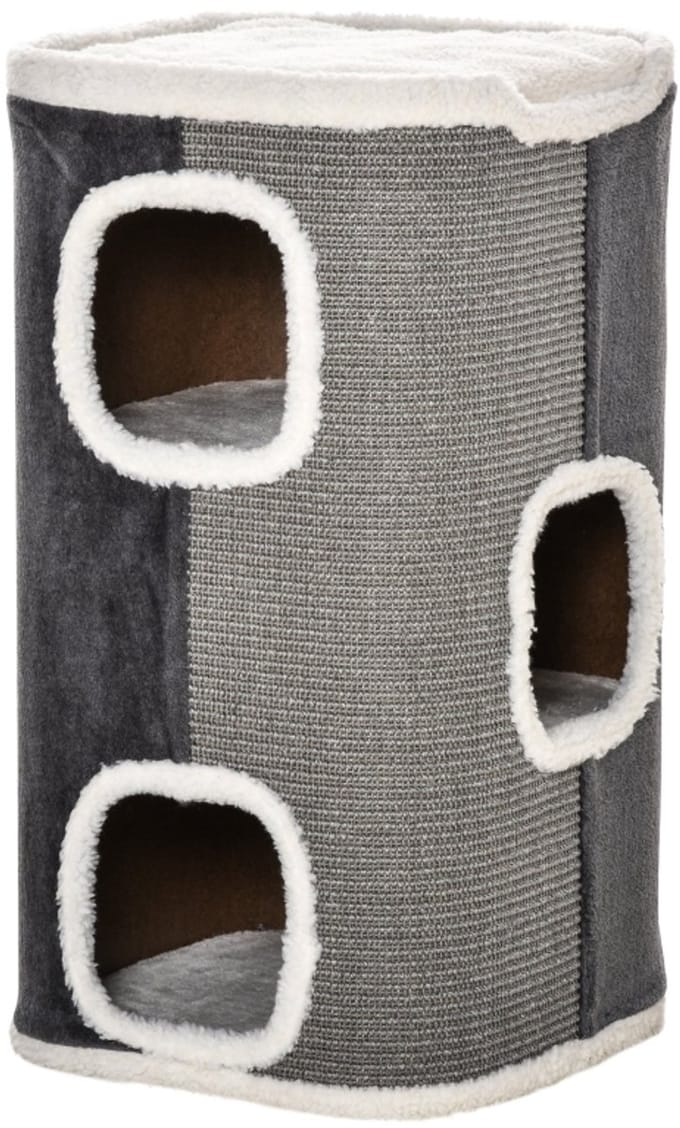 Wishdor - Kattenkrabpaal - sisal - pluche - 40x40x74cm grijs
