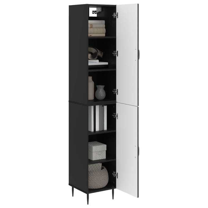 vidaXL - Kast - Set - 2 - st - Zwart - Bewerkt - hout
