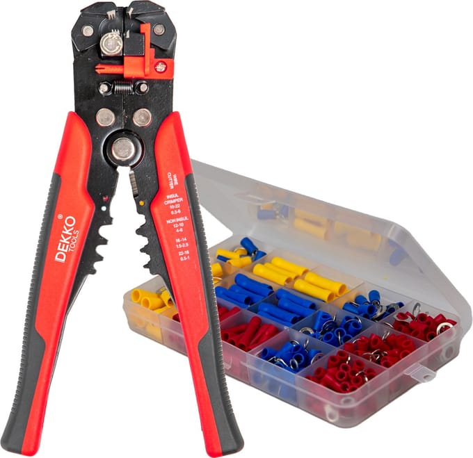 Dekko Tools Professionele automatische striptang - krimp- en isoleertang Gratis accessoires set