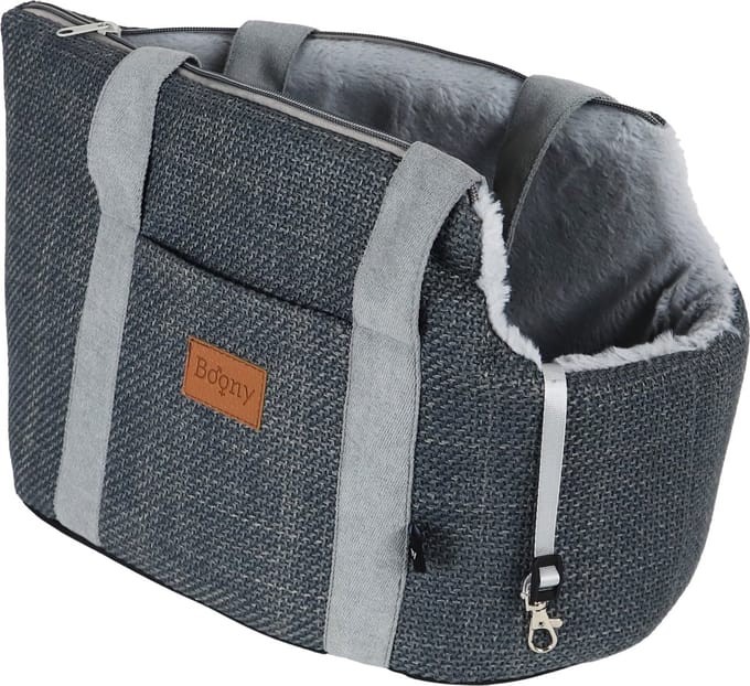 Boony Hondentas Linnenlook + Draagband Grijs 46 cm