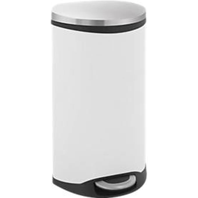 EKO - Shell Bin pedaalemmer 30 liter - steel Plastic - wit, mat RVS - Prullenbak