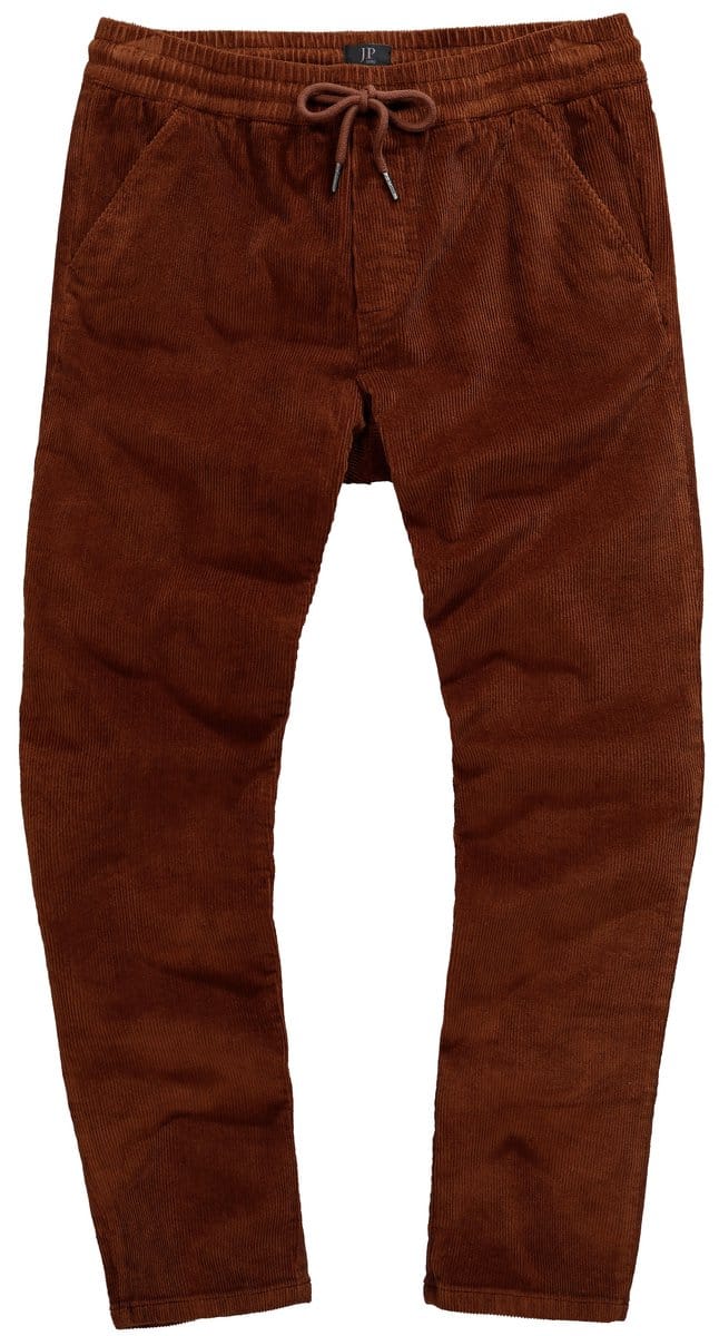 JP 1880 - Heren - Corduroy broek Modern Fit elastische band - Donkerkaramel - Maat L
