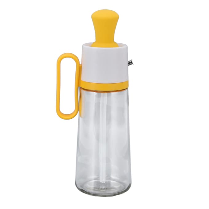Oliekaraf 550ml Anti-lek Azijndispenser Capaciteit Zichtbaar Glanzende Oliedispenser met Schaal voor L white