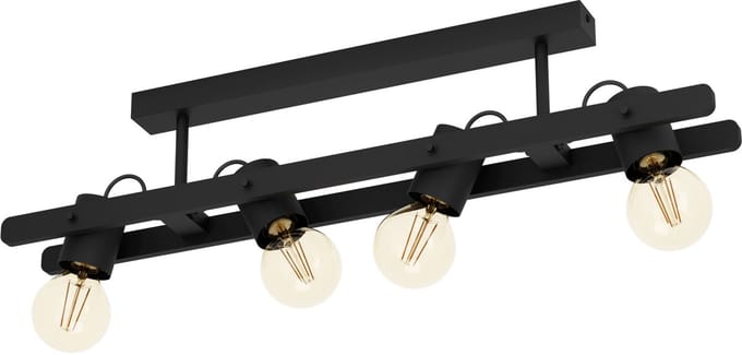 EGLO Plimsoll Plafondlamp - E27 - 77 cm - Zwart - Staal|Hout