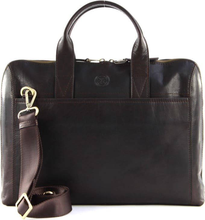 SADDLER Business tas Schoudertas met laptopvak Gustav Computer Bag Dark Brown Bruine