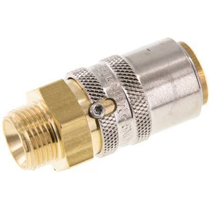 Messing DN 9 Tempereerkoppeling Snelkoppeling G 3/8 inch Buitendraad Loskoppelbeveiliging