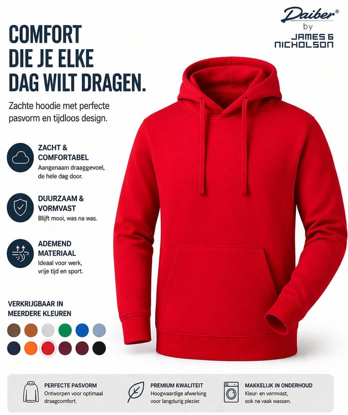 James And Nicholson Heren Basis Hoodie (Rood)