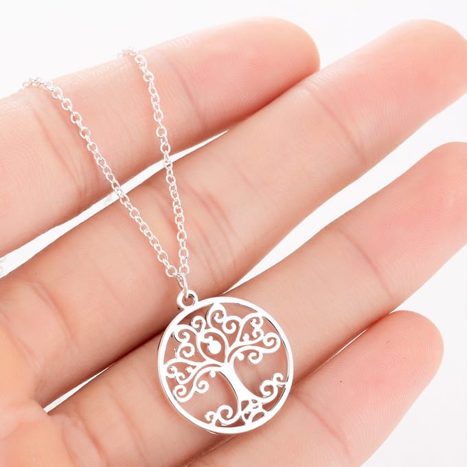 Joboly Levensboom Ketting Tree of Life - Dames - Zilverkleurig - 45 cm