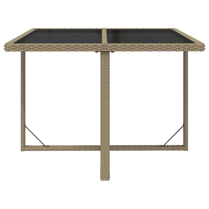 vidaXL - Tuintafel - 109x107x74 - cm - poly - rattan - en - glas - beige