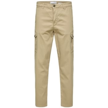 Cargobroek Selected Slim Tapered Wick 172 Cargo Pants - Chinchilla