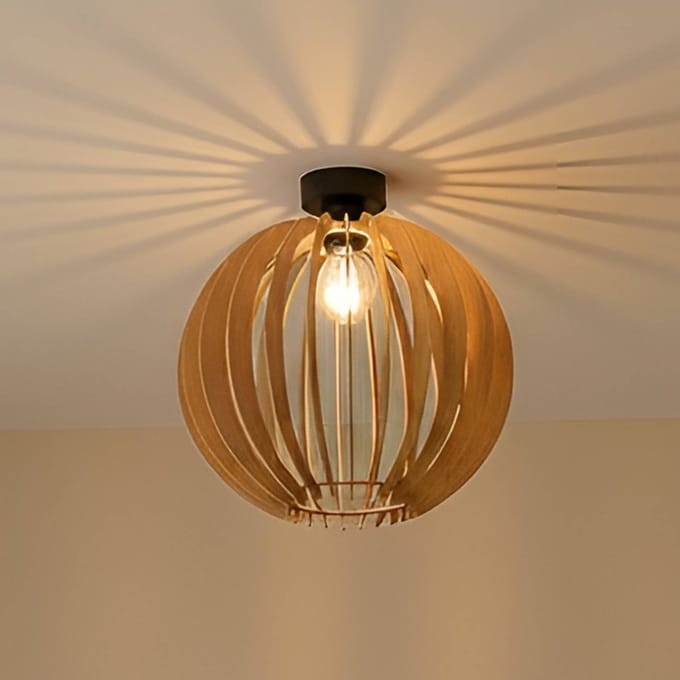 MCJ Plafondlamp Clay, Ø 23 cm, berkenmultiplex, E27