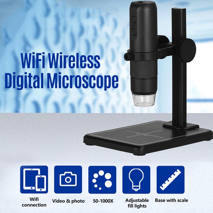 WiFi Draadloze Digitale Microscoop Handheld Draagbare Microscoop Camera 50X tot 1000X Vergroting 8 zwart