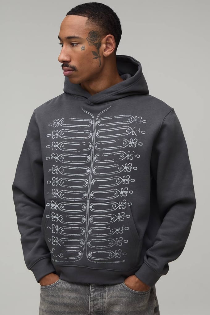 Antraciet Regular Napoleon Print Hoodie | Charcoal | Size Medium