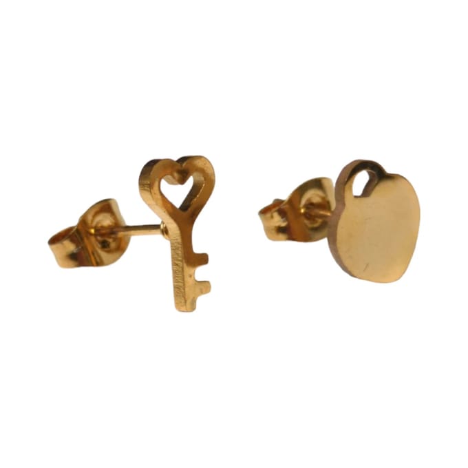 Sleutel oorbellen - Stijlvolle stalen accessoires - 10mm - hartje