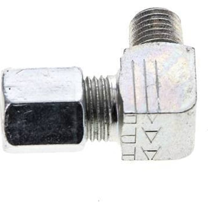 6LL & M8x1 (con) Verzinkt Stalen L-Vorm Snijringkoppeling Buitendraad 100bar ISO 8434-1