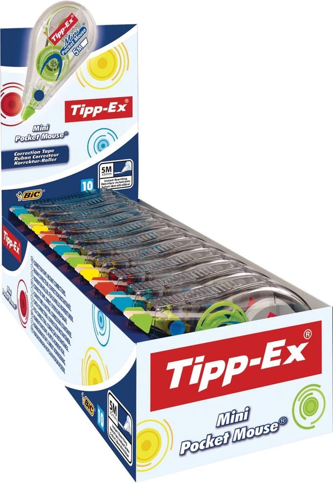 Tipp-ex correctieroller mini pocket mouse fashion doos met 10 stuks