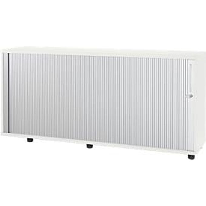 Schäfer Shop Select Dwarsrolluikkast, hout, 2 legplanken, B 1600 mm x D 421 x H 750 mm, wit, wit.