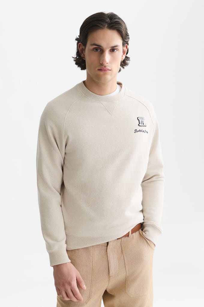 Scotch & Soda Melange Regular-fit Sweatshirt Offwhite Melange Größe: S | Pullover Outlet | Herren | Weiß
