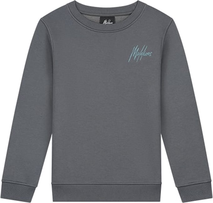 Malelions jongens sweater Striped Signature Dark Grey Ice Blue