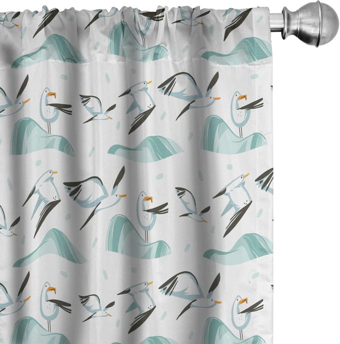 ABAKUHAUS Vogelgordijnen – 2x75x175 cm – Microvezel – Teal Olijfgroen