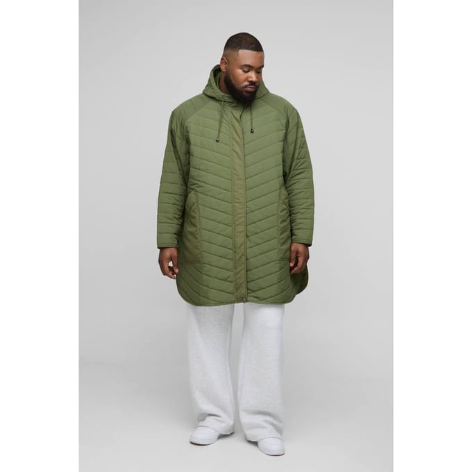 Plus Gewatteerde Popper Side Oversized Festival Mac | Khaki | Size 2XL