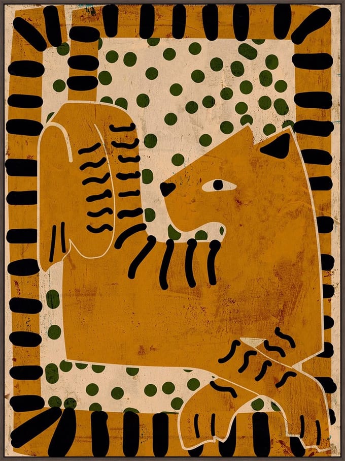 Schilderij met frame 60x80cm tiger
