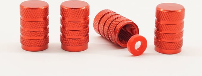 Schrader (auto) ventiel - Rood aluminium grip met afdichting