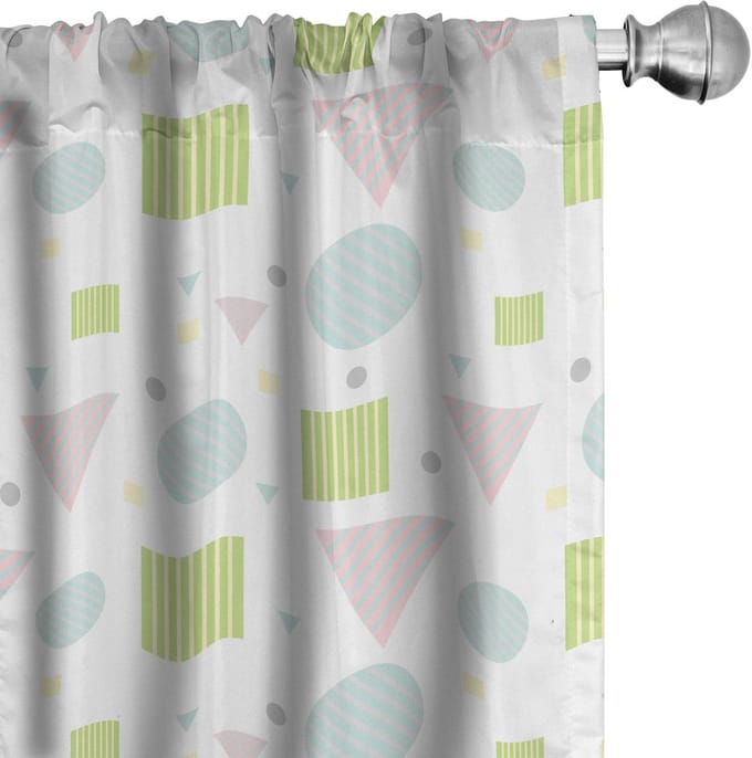 ABAKUHAUS – Pastel Geometrische Gordijnen – Microvezel – Seafoam – 2x Panelen