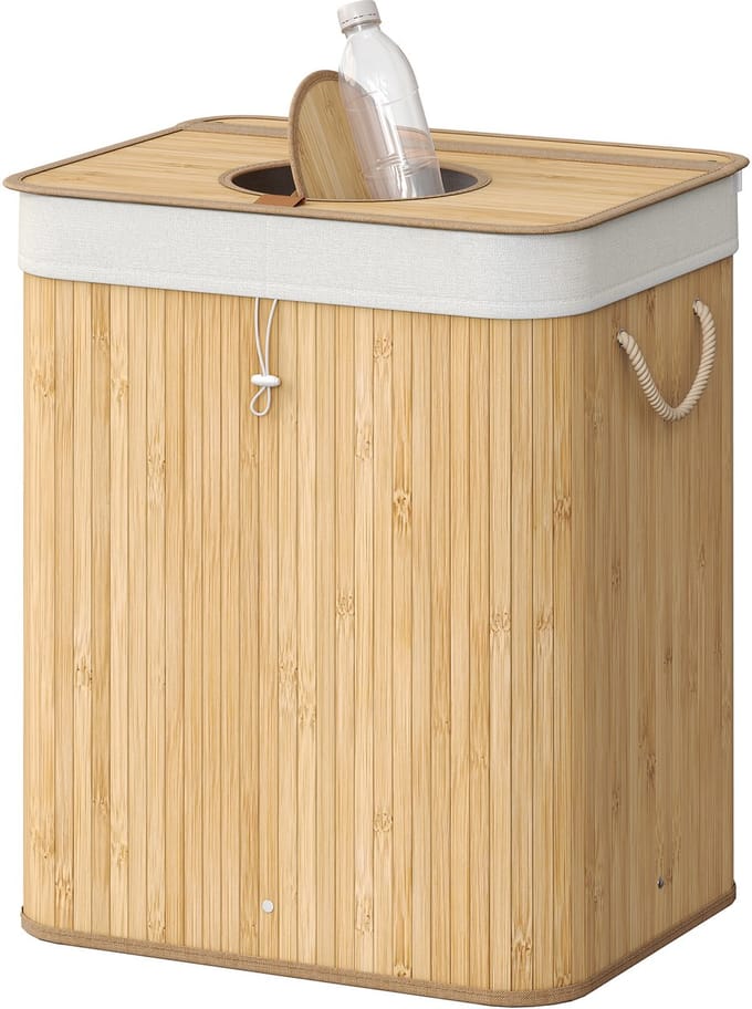 SONGMICS - Wasmand - Met Binnenzak en Deksel - 95 L Capaciteit