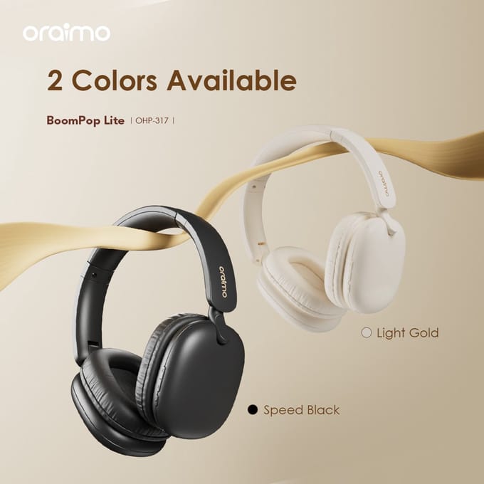 oraimo BoomPop Lite – Draadloze Koptelefoon – 65u Batterij – ENC Microfoon – Gaming Mode - Gris antraciet
