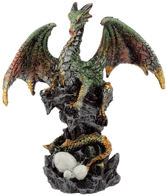 Dark Legends Moederdraak met Eieren – Beeldje – Polyresin – 10 cm – Assorti
