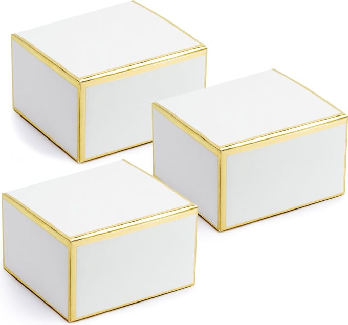 PartyDeco cadeaudoosje - Bruiloft bedankje - 40x - wit/goud - papier - 6 x 4 cm
