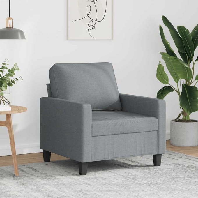 vidaXL - Fauteuil - 60 - cm - stof - lichtgrijs