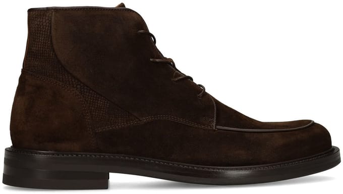 Manfield - Heren - Bruine suède veterboots - Maat 40