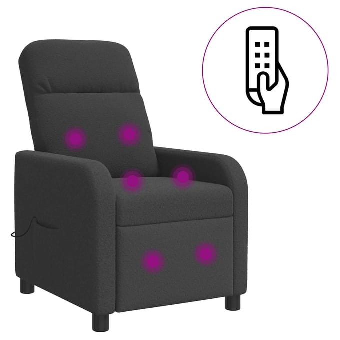 vidaXL - Massage - Relaxstoel - Donkergrijs - Bouclé