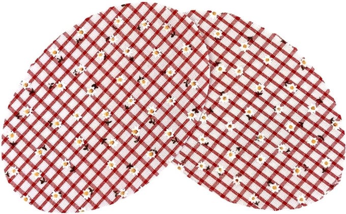 Knie Elleboog Strijk Stukken Patches Rood Wit Geruit Wit Bloemetje 9.3 cm / 13.5 cm / Rood Wit