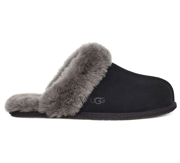 UGG® Scuffette II for Women in Black/Grey, Size 3, Suede/Polyester