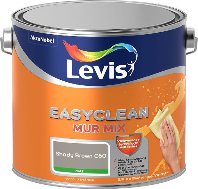 Levis - Easyclean Mur Mat Mix - Shady Brown C60 - Mengverf - 2,5 L