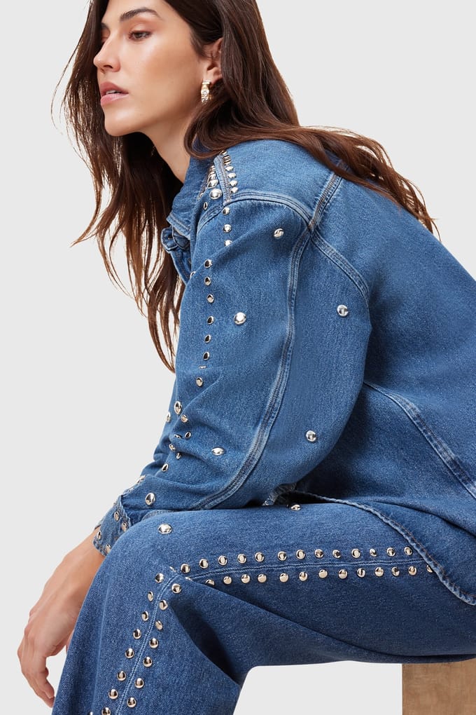 AllSaints Blake Stud Jean Mid Indigo Taglia: W29 | Pantaloni Outlet | Donna | Blu
