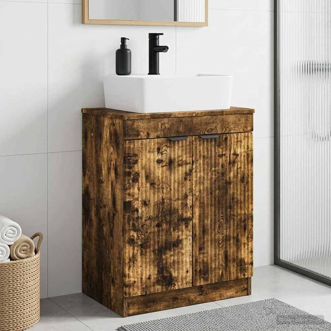 vidaXL - Badkamer - Vanity - met - Wastafel - Gerookt - eiken - 54 - x - 35 - x - 83 - cm