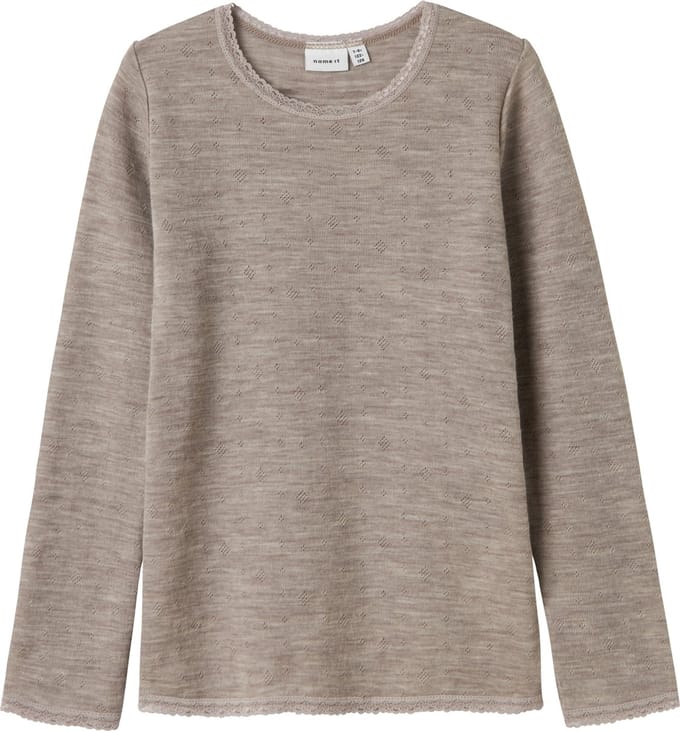 NAME IT - NKFWANG WOOL NEEDLE LS TOP SOLID - Meisjes - Lange mouwen shirts