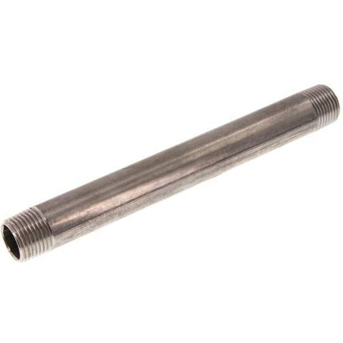 R 1/2'' RVS Dubbele Pijpnippel 20 Bar DIN 2982 - 180mm