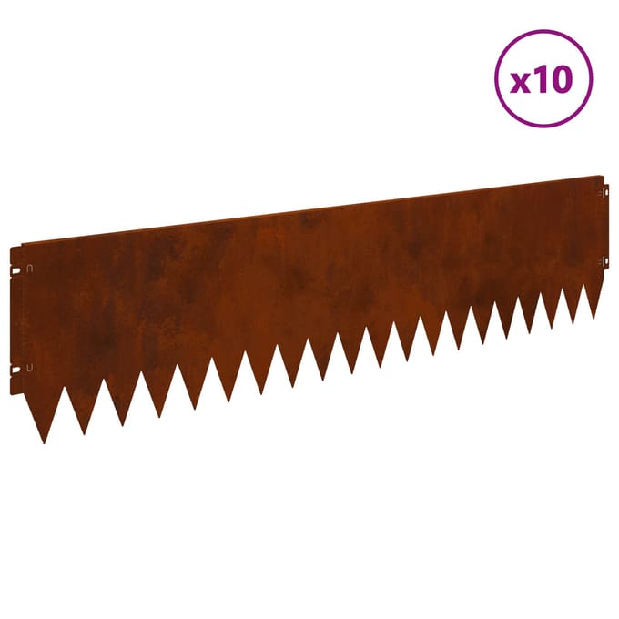 vidaXL - Gazonrand - 10 - st - 103 - x - 25 - cm - Staal - Roestkleurig